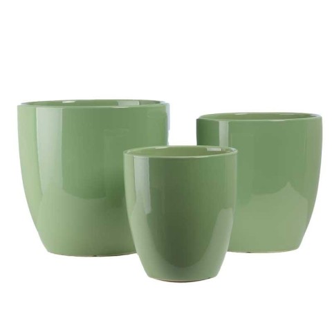 SET 3 VASI VERDE MENTA CERAMICA D.30H30-D25H26-D20H23
